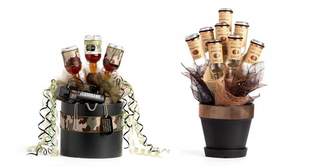 Father's Day duo of little bottle arrangements