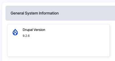 A screenshot showing which drupal version is running